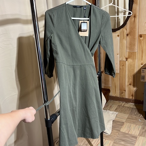 Vero Moda wrap dress Ivy green organic cotton - Picture 4 of 4